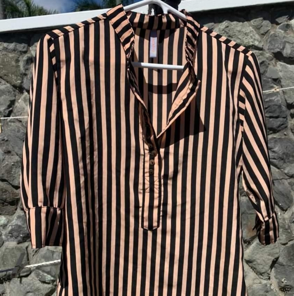Half button down striped top